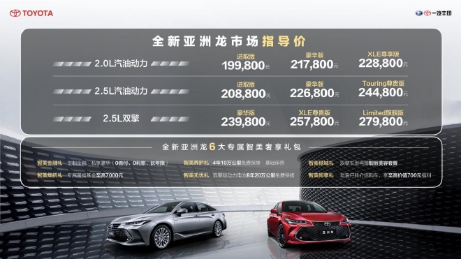 19.98万元起 2022款一汽丰田亚洲龙正式上市